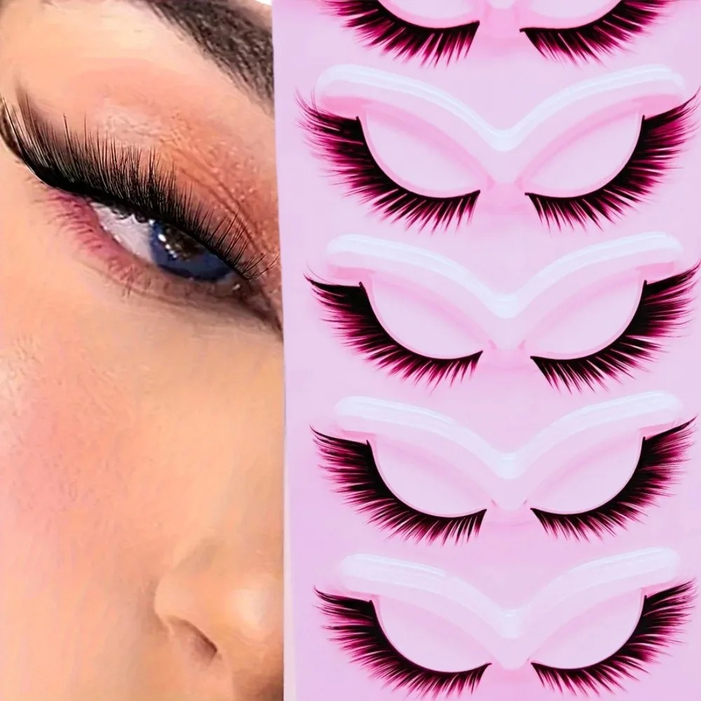 Eyelash Extension Cat Eye - 5 Pairs False Eyelashes Natural Look,
